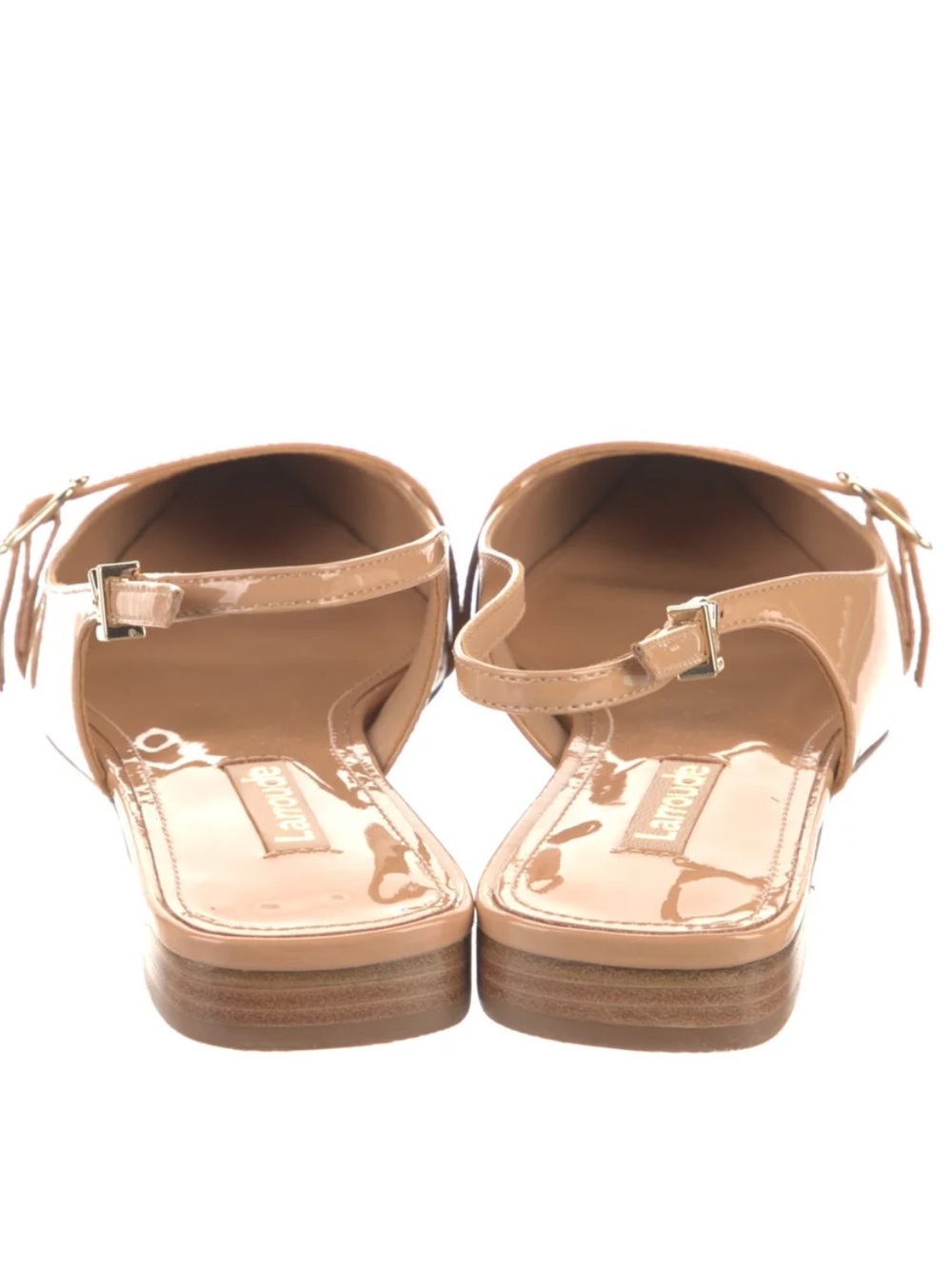 Larroude Patent Leather Slingback Flats in Nude Beige - Picture 4 of 4